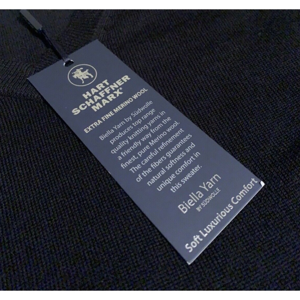 NEW Hart Schaffner Marx Men's Size 3XB V-Neck Merino Wool Black Sweater Big